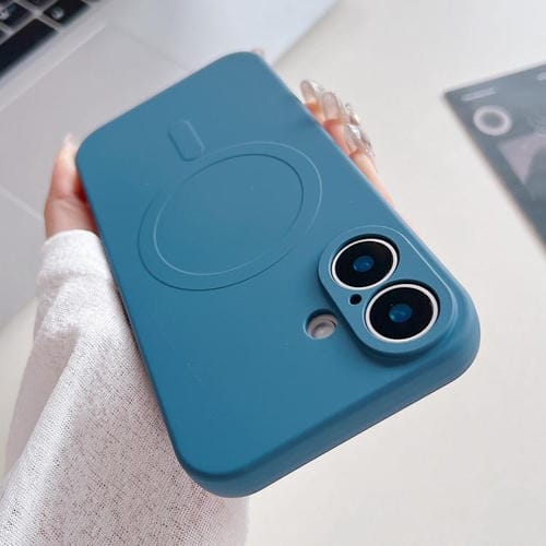 Funda magnética MagSafe de silicona líquida de color sólido para iPhone 17 (azul rey)