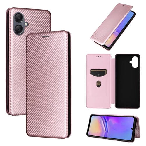 Funda de cuero con textura de fibra de carbono para Samsung Galaxy A07 4G (rosa)