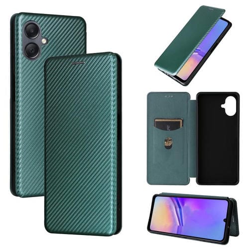 Funda de cuero con textura de fibra de carbono para Samsung Galaxy A07 4G (verde)