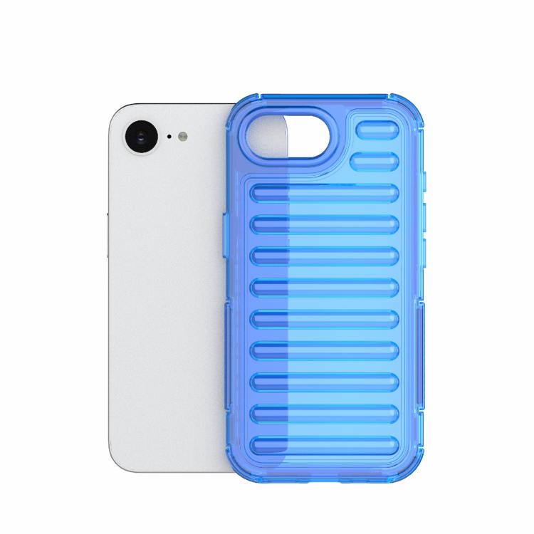 Funda híbrida de TPU y PC con airbag de alta transparencia para iPhone 16e (azul transparente)