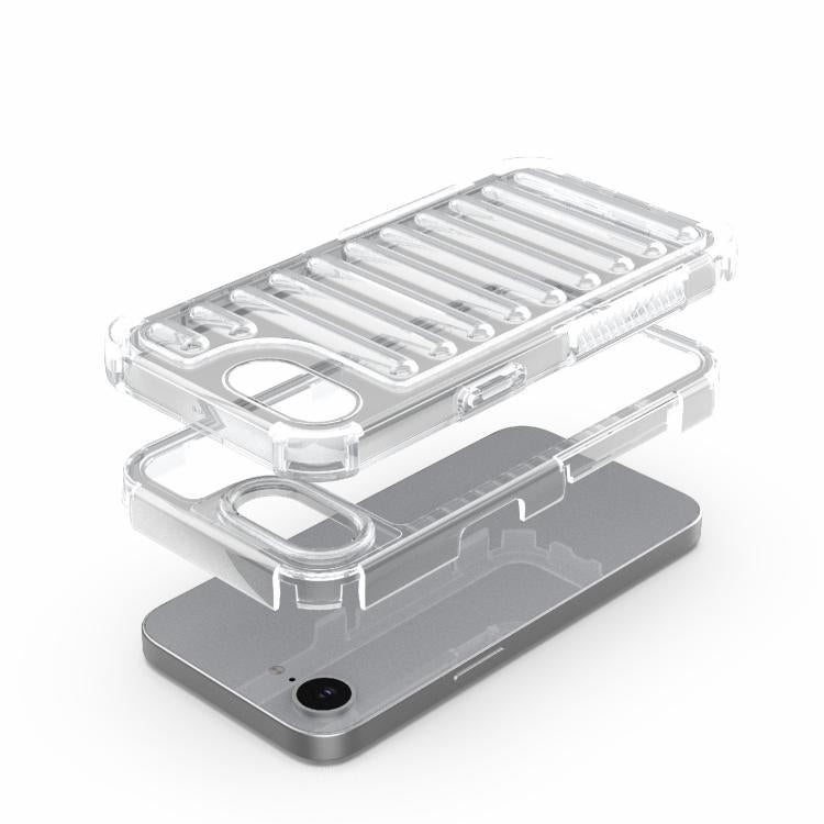 Funda híbrida de TPU y PC con airbag de alta transparencia para iPhone 16e (azul transparente)