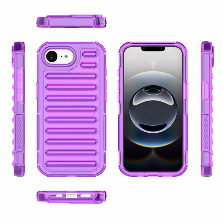 Funda híbrida de TPU y PC con airbag de alta transparencia para iPhone 16e (morado transparente)