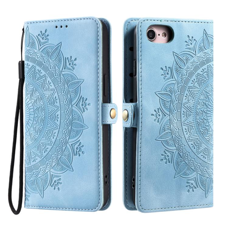 Funda de Piel con Relieve Totem para iPhone 16E (Azul)