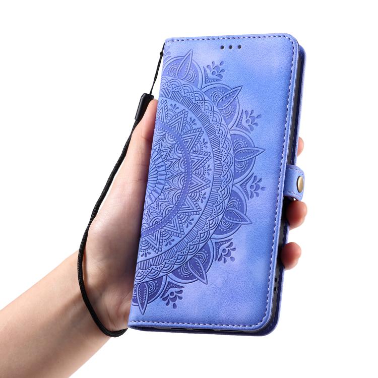 Funda de piel con relieve Totem para Samsung Galaxy S25 FE 5G (morado)