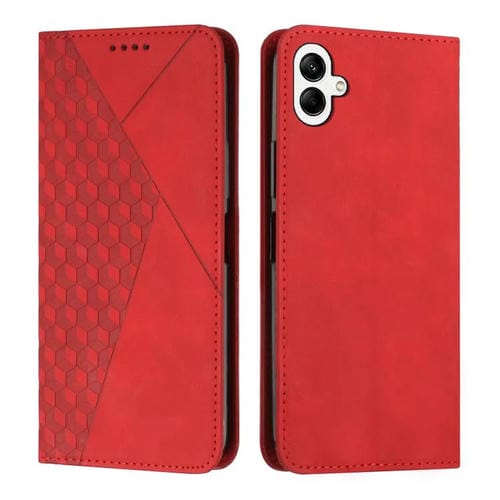Funda de cuero magnética con textura de diamante para Samsung Galaxy A07 4G (roja)