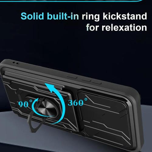 Funda deslizante de TPU y PC con ranura para tarjetas para Xiaomi Poco F7 Pro (gris)