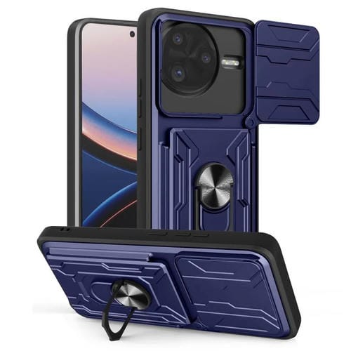 Funda deslizante de TPU y PC con ranura para tarjetas para Xiaomi Poco F7 Ultra (azul)