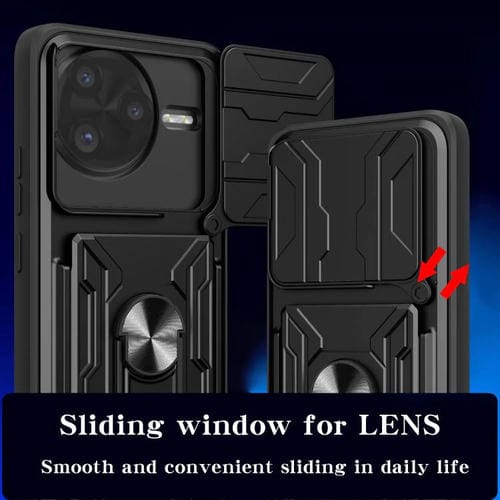 Funda deslizante de TPU y PC con ranura para tarjetas para Xiaomi Poco F7 Ultra (roja)