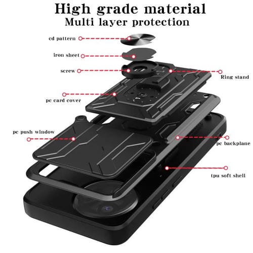 Funda deslizante de TPU y PC con ranura para tarjetas para Xiaomi Poco F7 Ultra (gris)