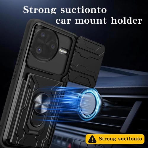 Funda deslizante de TPU y PC con ranura para tarjetas para Xiaomi Poco F7 Ultra (blanca)