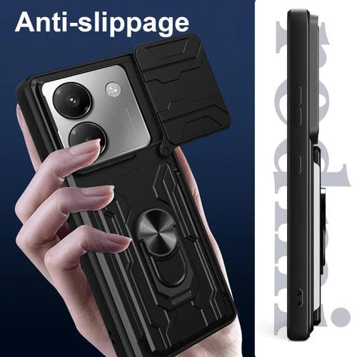 Funda deslizante de TPU y PC con ranura para tarjetas para Xiaomi Poco M7 Pro 5G (azul)