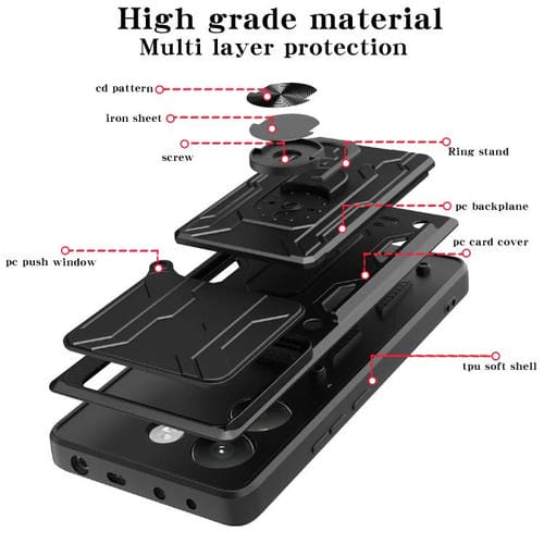 Funda deslizante de TPU y PC con ranura para tarjetas para Xiaomi Poco M7 Pro 5G (azul)