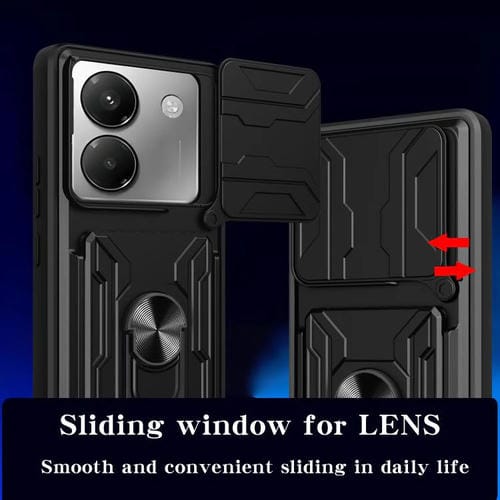 Funda deslizante de TPU y PC con ranura para tarjetas para Xiaomi Poco M7 Pro 5G (gris)