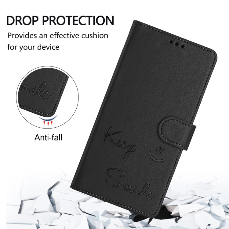 Funda de Cuero Rfid con Relieve Sonriente para OnePlus Nord N10 5G (Negra)