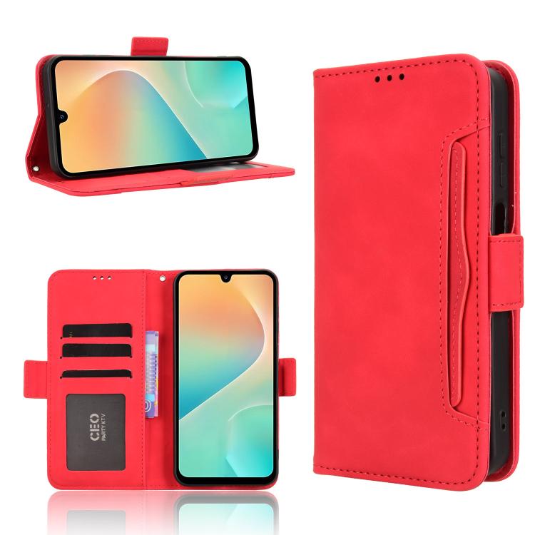 Funda de piel con textura de becerro y ranuras para tarjetas para Samsung Galaxy M36 5G (roja)