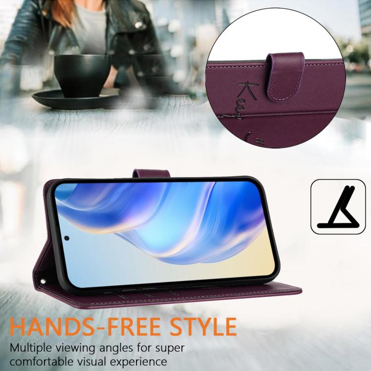Funda Cuero Rfid Huawei Nova 13/Nova 12 con Relieve Sonriente (Violeta)