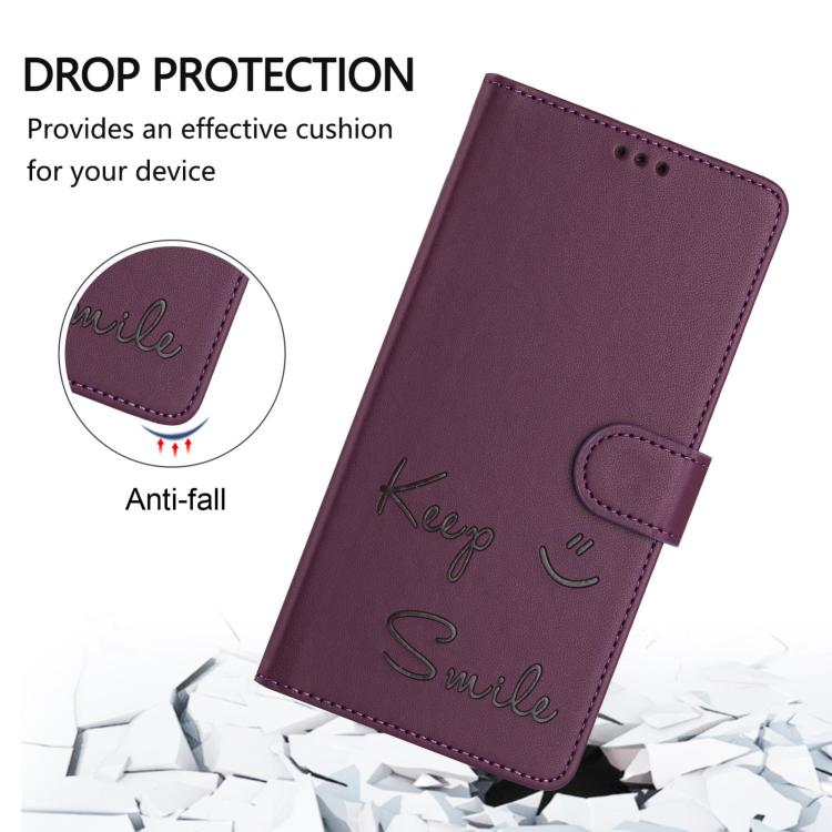 Funda Cuero Rfid Huawei Nova 13/Nova 12 con Relieve Sonriente (Violeta)