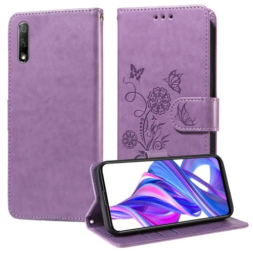 Funda de Cuero Honor Magic4 Lite 5G/4G X40 Gt con Diseño de Mariposas y Flores en Relieve (Morado)