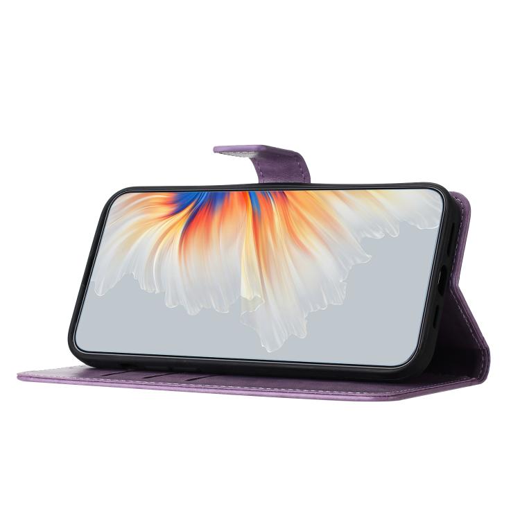 Funda de piel con relieve floral para Samsung Galaxy A17 5G (morada)