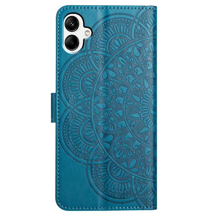 Funda de piel con relieve floral para Samsung Galaxy A07 5G (azul)