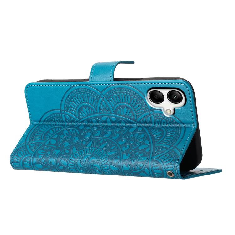 Funda de piel con relieve floral para Samsung Galaxy A07 5G (azul)