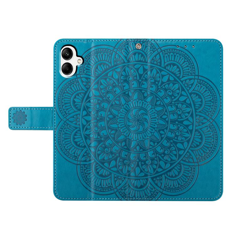 Funda de piel con relieve floral para Samsung Galaxy A07 5G (azul)
