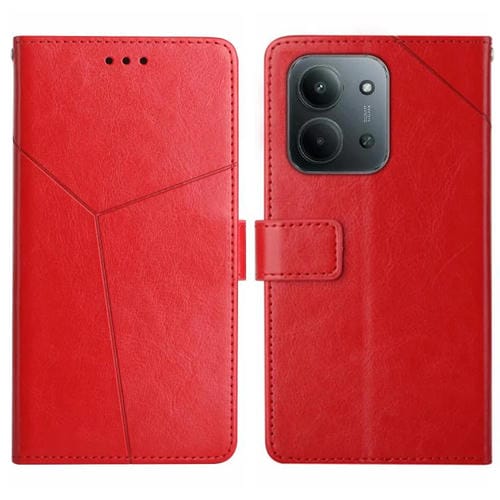 Funda de cuero con tapa en forma de Y para Redmi 15C 4G (171,5 mm) / Poco C85 4G (Rojo)