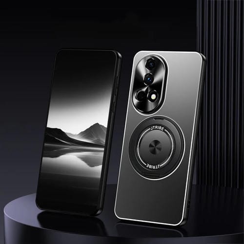 Funda de Metal Esmerilado con Soporte Giratorio para Huawei Nova 13 (Negro)