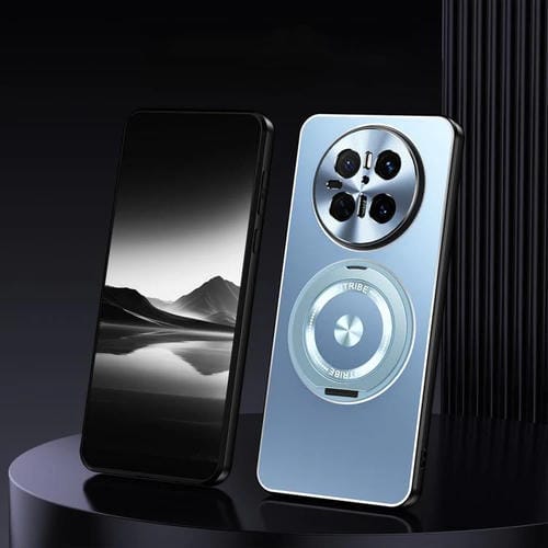 Funda de Metal Esmerilado con Soporte Giratorio para Huawei Mate 70 (Azul)