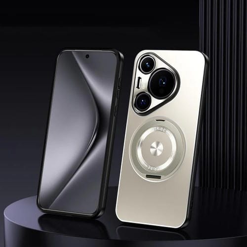 Funda de metal esmerilado con soporte giratorio para Huawei Pura 80 Pro 5G (titanio)