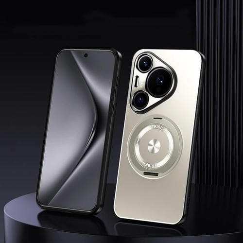 Funda de metal esmerilado con soporte giratorio para Huawei Pura 80 Ultra 5G (titanio)