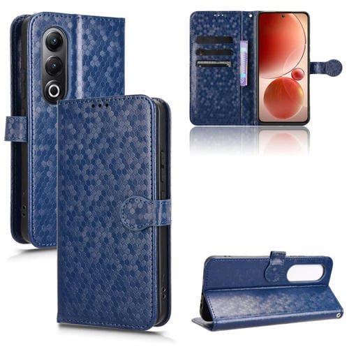 Funda de Cuero para Teléfono Itel S25 con Textura de Puntos en Forma de Panal (Azul)