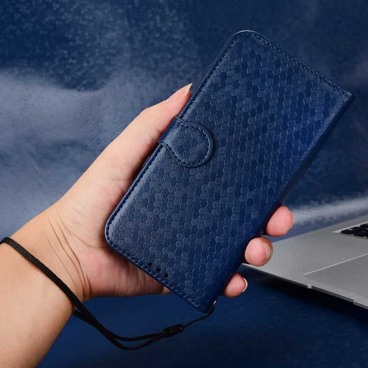 Funda de Cuero para Teléfono Itel S25 con Textura de Puntos en Forma de Panal (Azul)