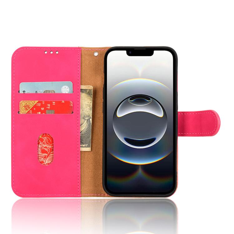 Funda de Cuero para iPhone 16E con Tapa Magnética y Tacto Agradable (Rosa y Rojo)