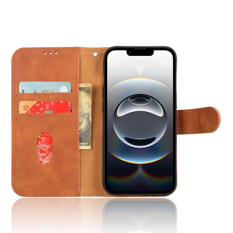 Funda de Cuero para iPhone 16E con Tapa Magnética y Tacto Agradable (Marrón)
