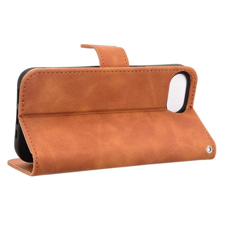 Funda de Cuero para iPhone 16E con Tapa Magnética y Tacto Agradable (Marrón)