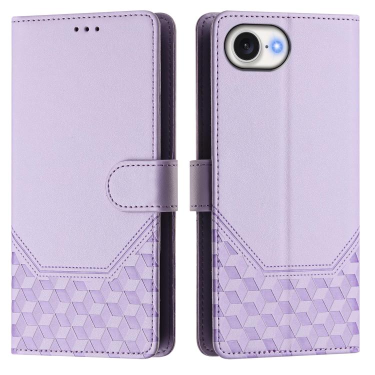 Funda de Cuero Rfid con Relieve en Panal para iPhone 16E (Morado Claro)