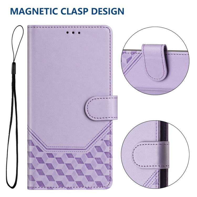 Funda de Cuero Rfid con Relieve en Panal para iPhone 16E (Morado Claro)
