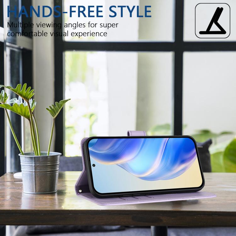 Funda de Cuero Rfid con Relieve en Panal para iPhone 16E (Morado Claro)