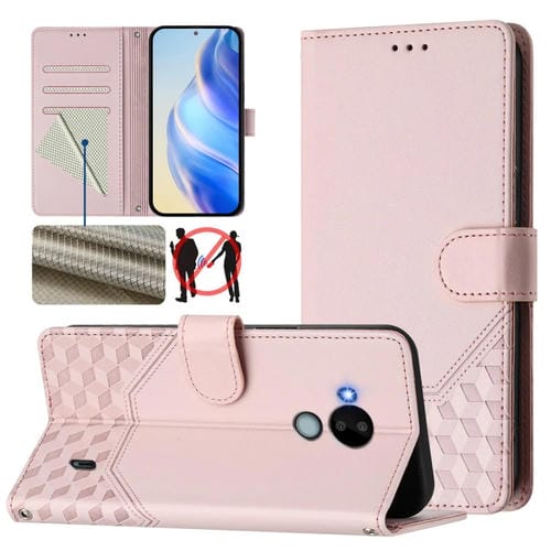 Funda de Cuero Rfid con Relieve en Panal para Nokia C30 (Rosa)