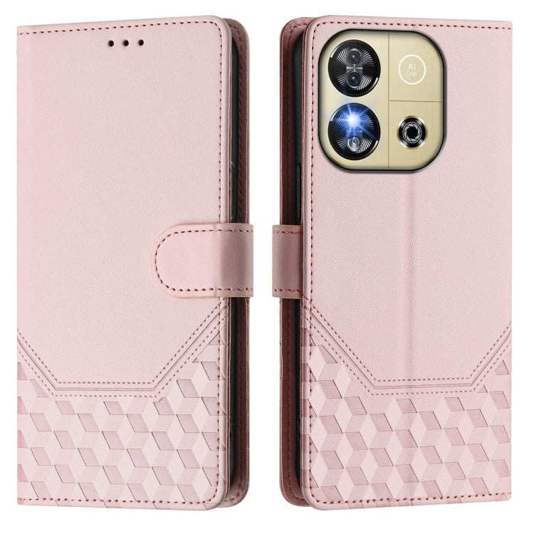 Funda de Cuero Rfid con Relieve en Panal para Oukitel C57S (Rosa)