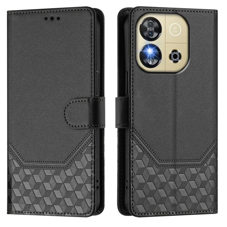 Funda de Cuero Rfid con Relieve en Panal para Oukitel C57S (Negra)