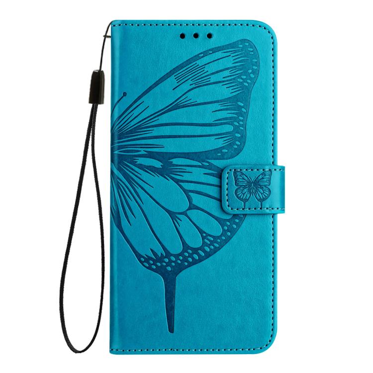 Funda de piel con diseño de mariposa en relieve para Samsung Galaxy M56 5G (azul)