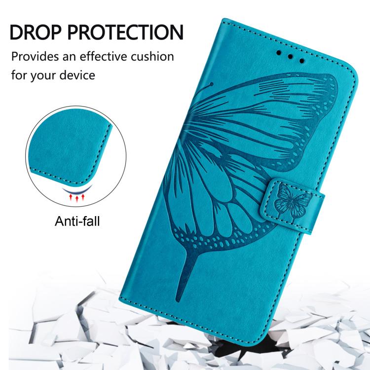 Funda de piel con diseño de mariposa en relieve para Samsung Galaxy M56 5G (azul)