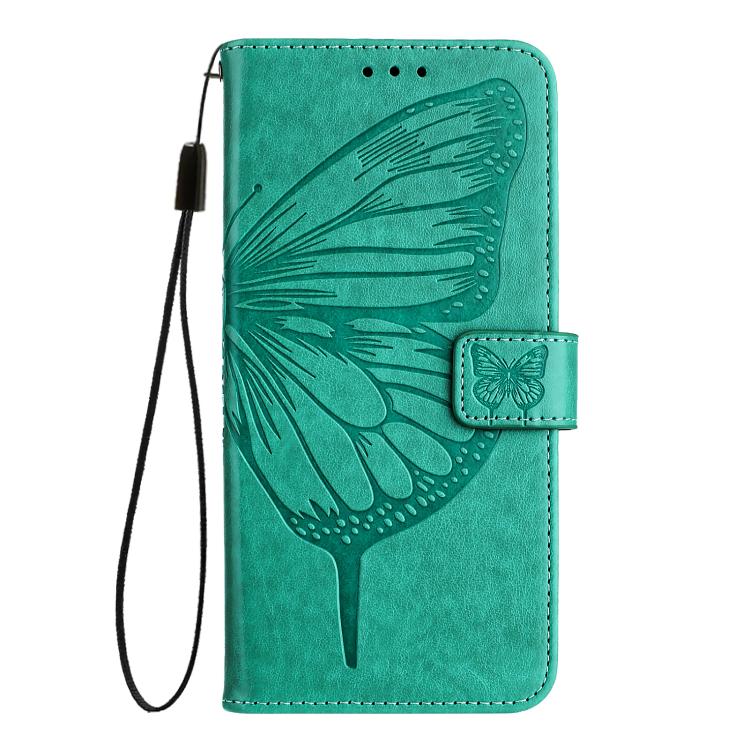 Funda de piel con diseño de mariposa en relieve para Samsung Galaxy M56 5G (verde)