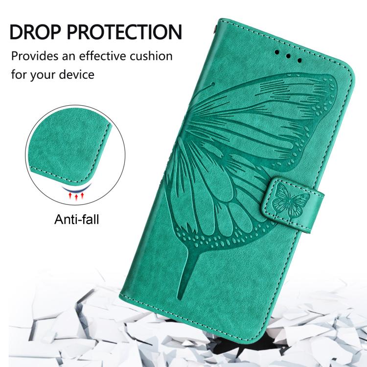 Funda de piel con diseño de mariposa en relieve para Samsung Galaxy M56 5G (verde)