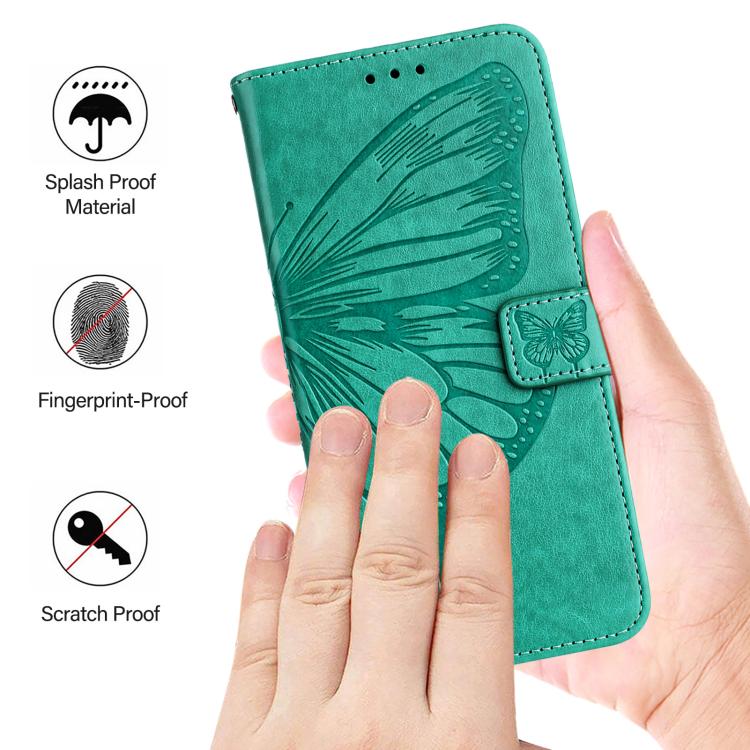 Funda de piel con diseño de mariposa en relieve para Samsung Galaxy M56 5G (verde)