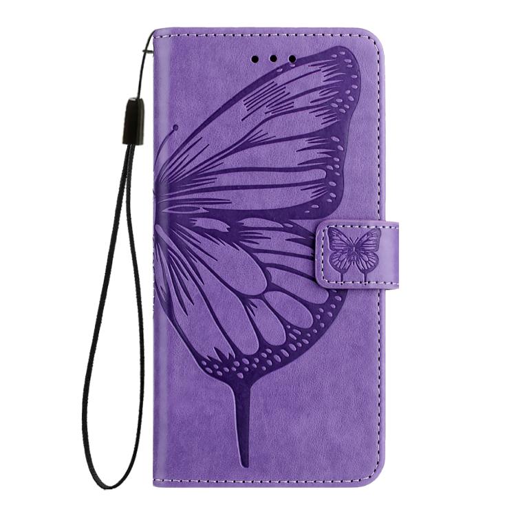 Funda de piel con diseño de mariposa en relieve para Samsung Galaxy M56 5G (morada)