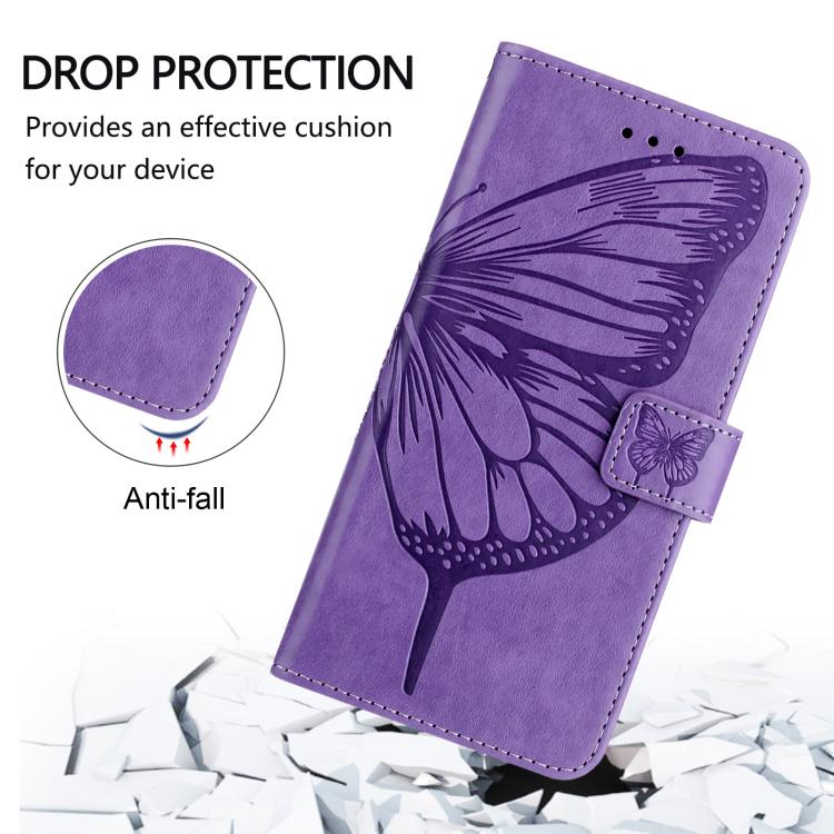 Funda de piel con diseño de mariposa en relieve para Samsung Galaxy M56 5G (morada)