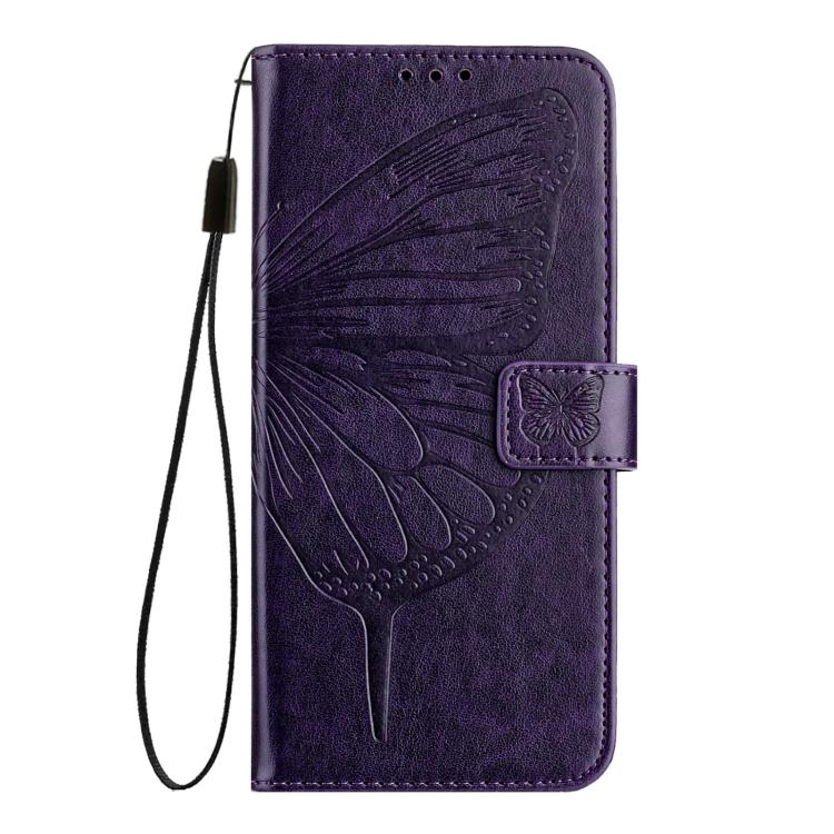 Funda de piel con diseño de mariposa en relieve para Samsung Galaxy M56 5G (morado oscuro)